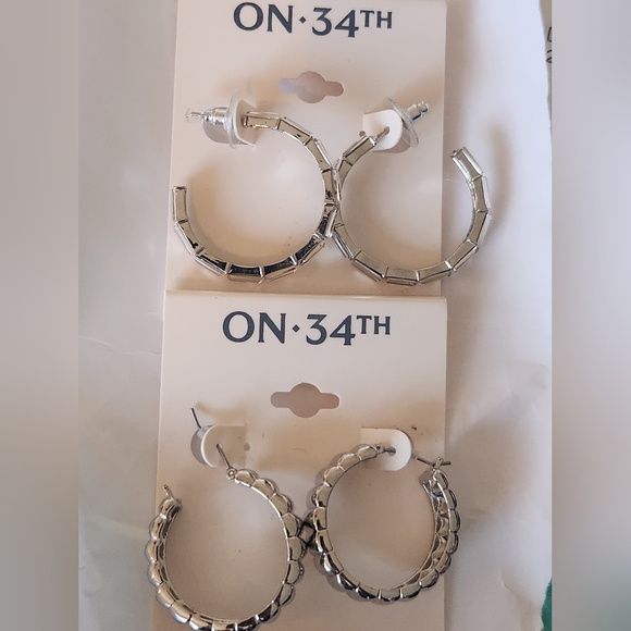 On 34th Silver Earrings NWT 2 PAIR - Picture 1 of 8